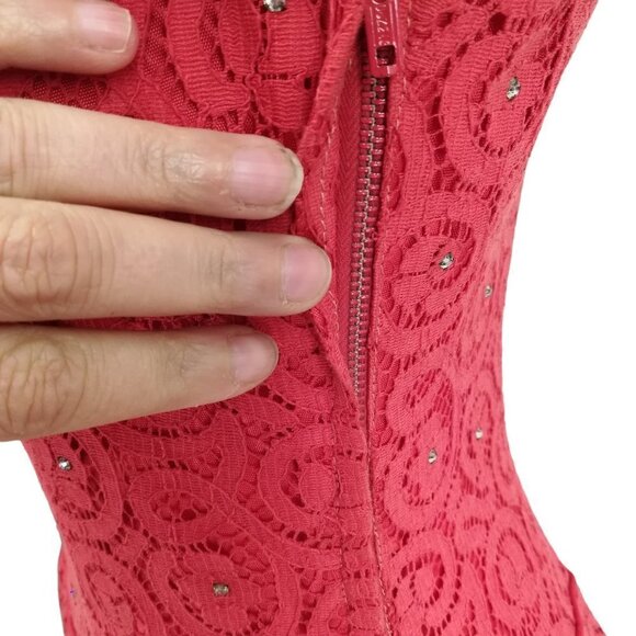 Vintage 50s Lace Rhinestone Short Sleeve Dress Size 11 A Line Miss Jane Junior - Picture 11 of 15